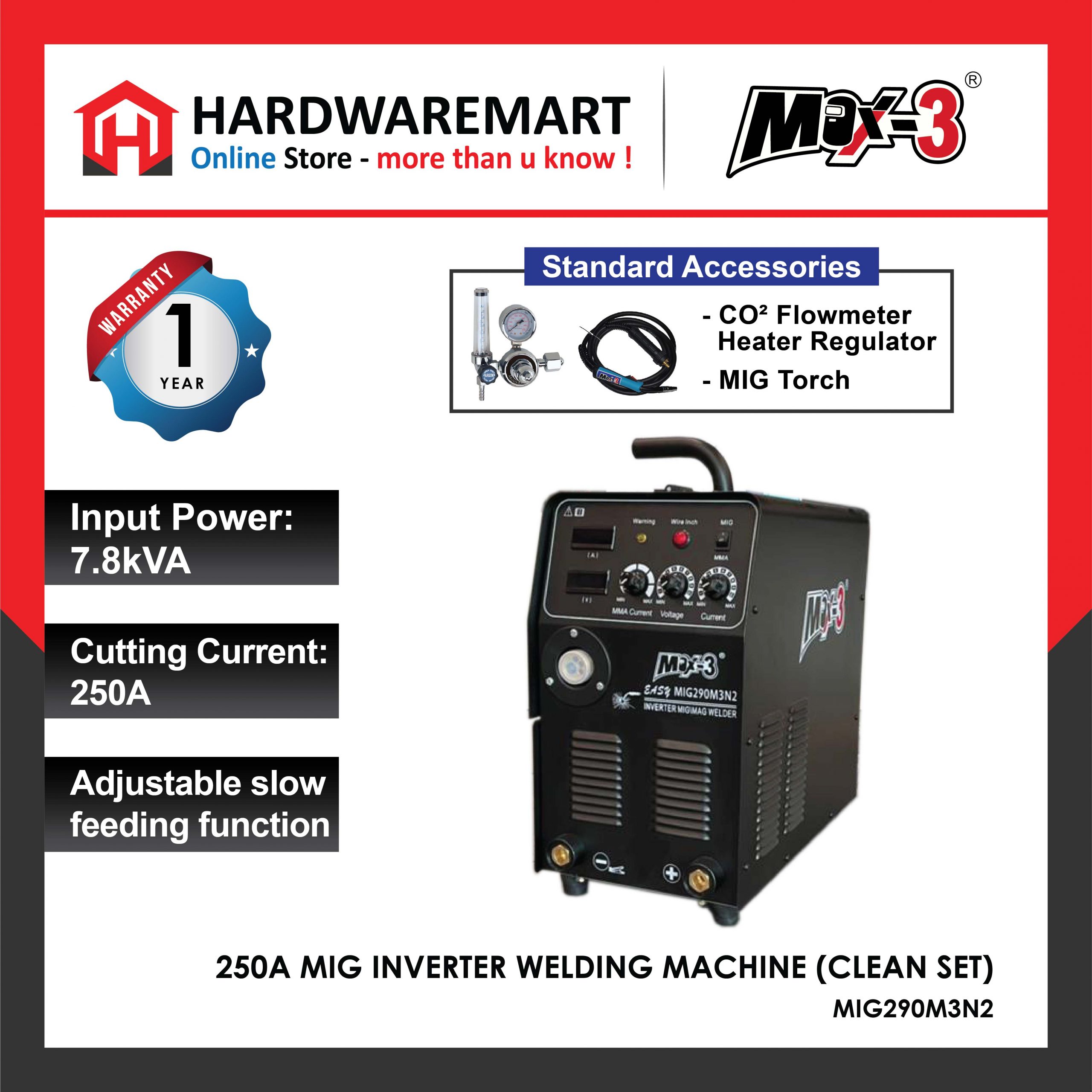 Hardwaremart MAX3 template-131 MAX-3 *250A MIG INVERTER WELDING MACHINE MIG290M3N2