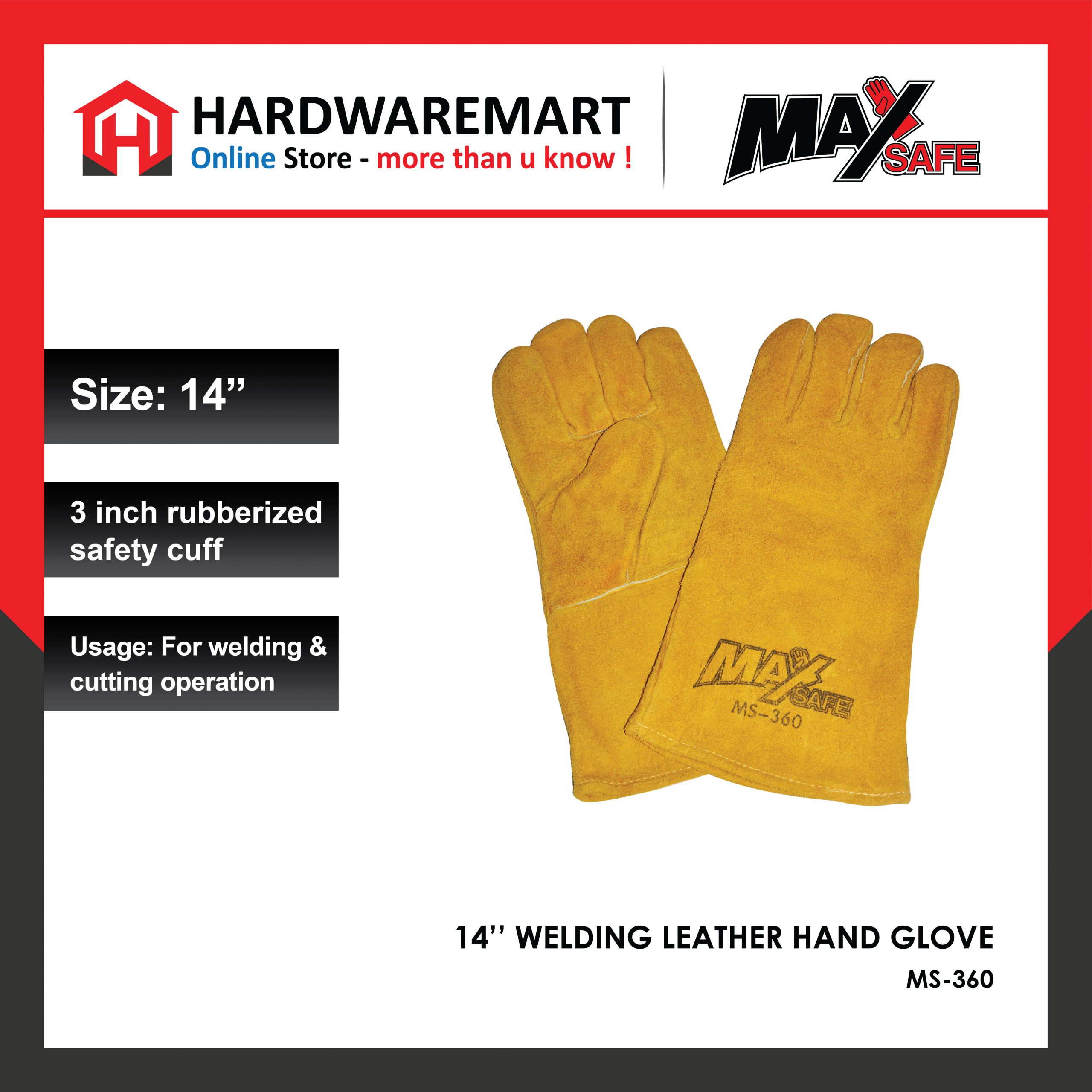 Hardwaremart MAX3 template-23 MAX-3 14" MAX-SAFE WELDING LEATHER HAND GLOVE MS-360