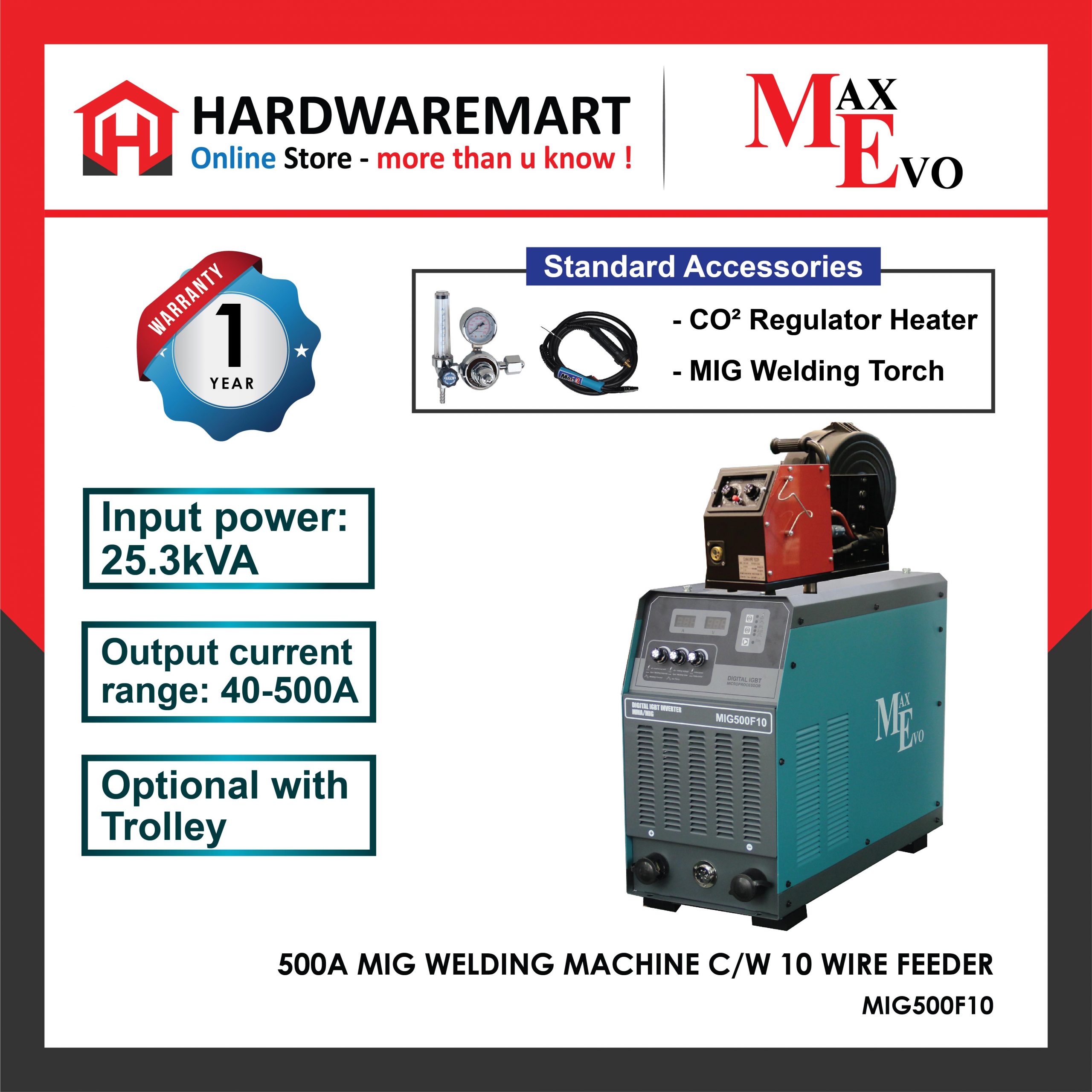 Hardwaremart MAXEVO templatess-06 MAXEVO MIG500F10 500A MIG WELDING MACHINE (C/W WIRE FEEDER)