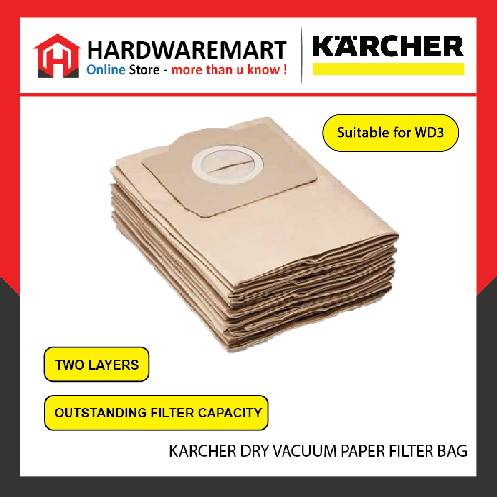 Hardwaremart SUMOKING template-08 KARCHER WD3 DRY VACUUM PAPER FILTER BAG (5PCS/PACK)