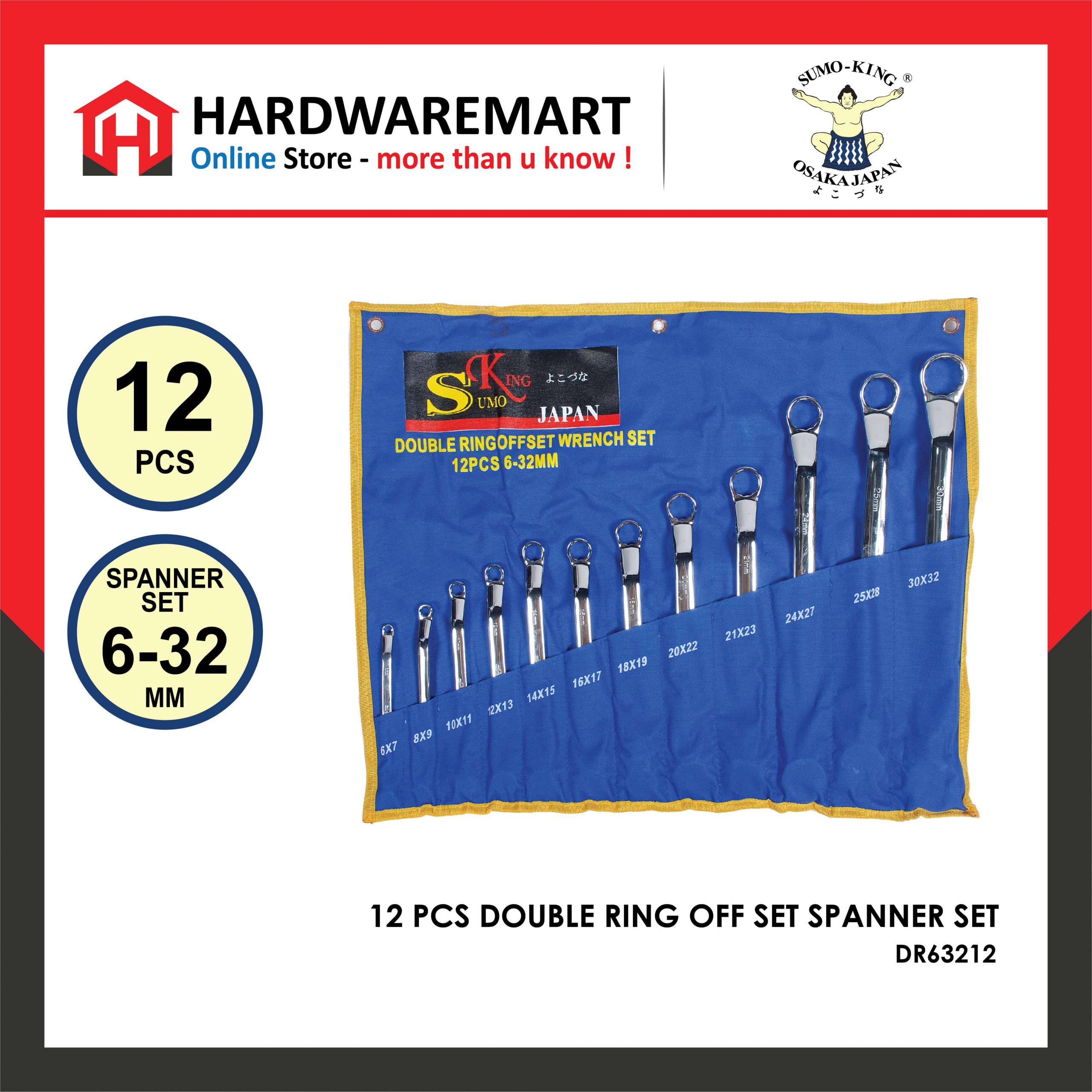 Hardwaremart SUMOKING template-13 SUMO KING 12 PCS DOUBLE RING OFF SET SPANNER SET (6MM - 32MM)