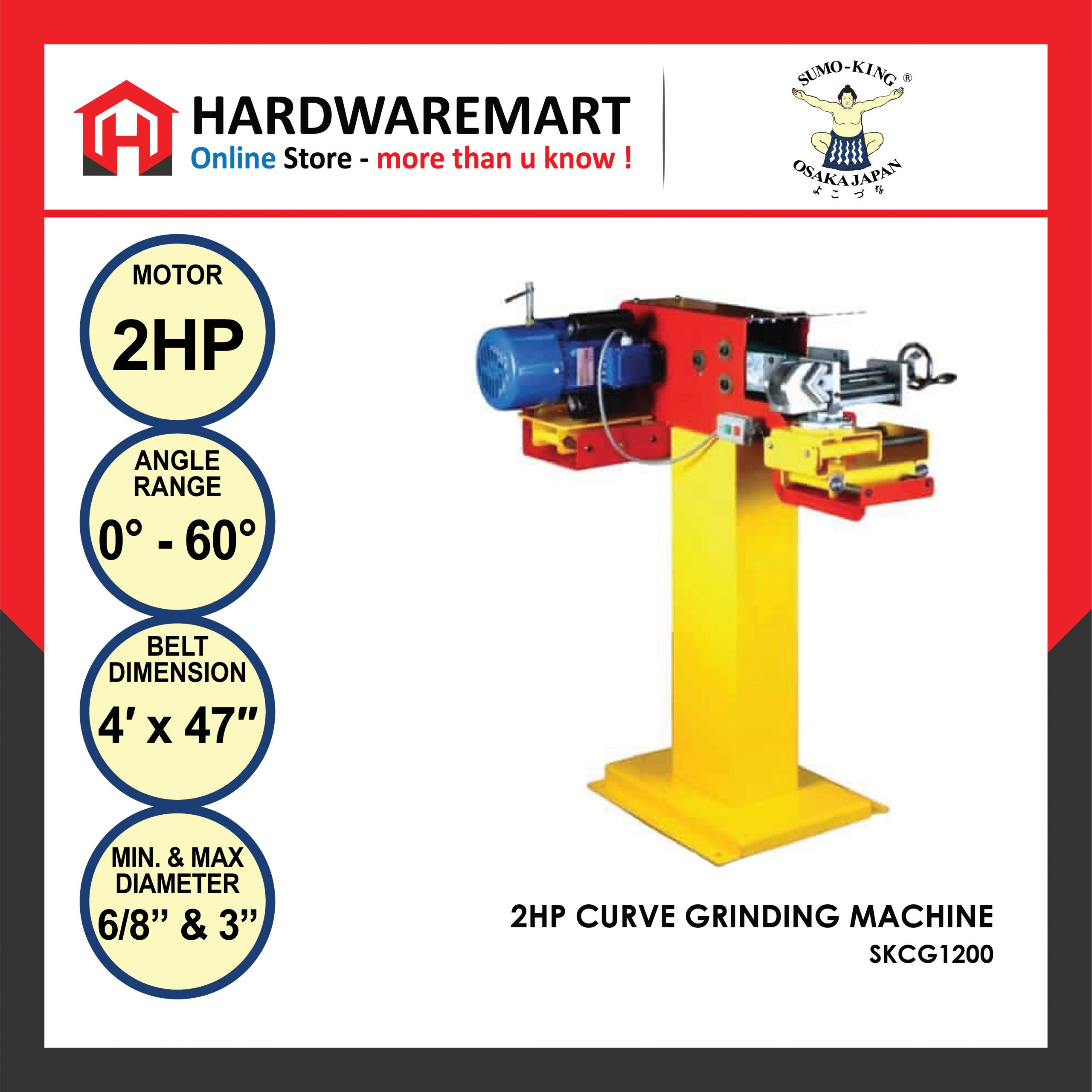 Hardwaremart SUMOKING template 2-22 SUMO KING SKCG1200 2HP CURVE GRINDING MACHINE2