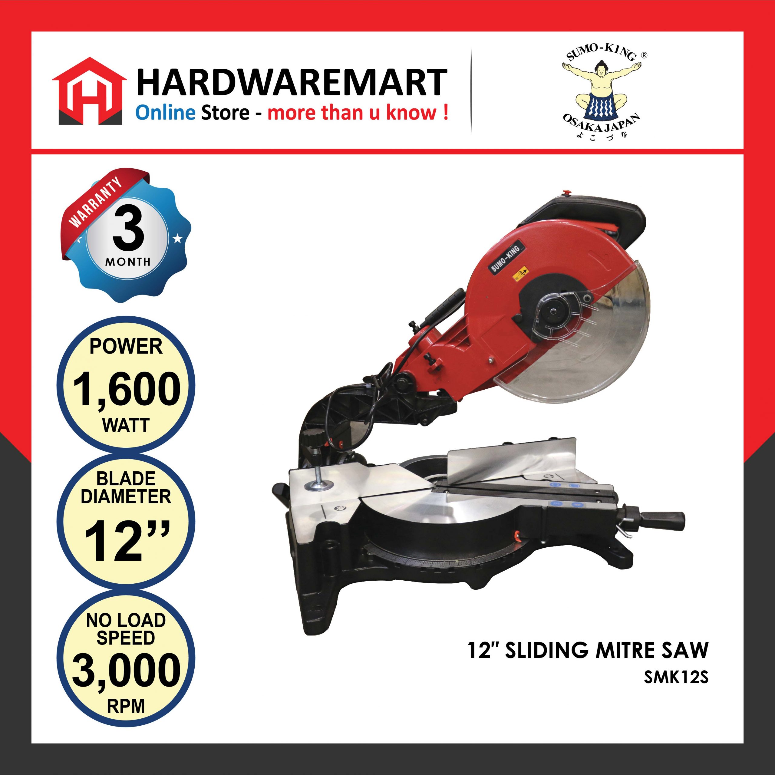 Hardwaremart SUMOKING templatess-15 SUMO KING 12" SLIDING MITRE SAW