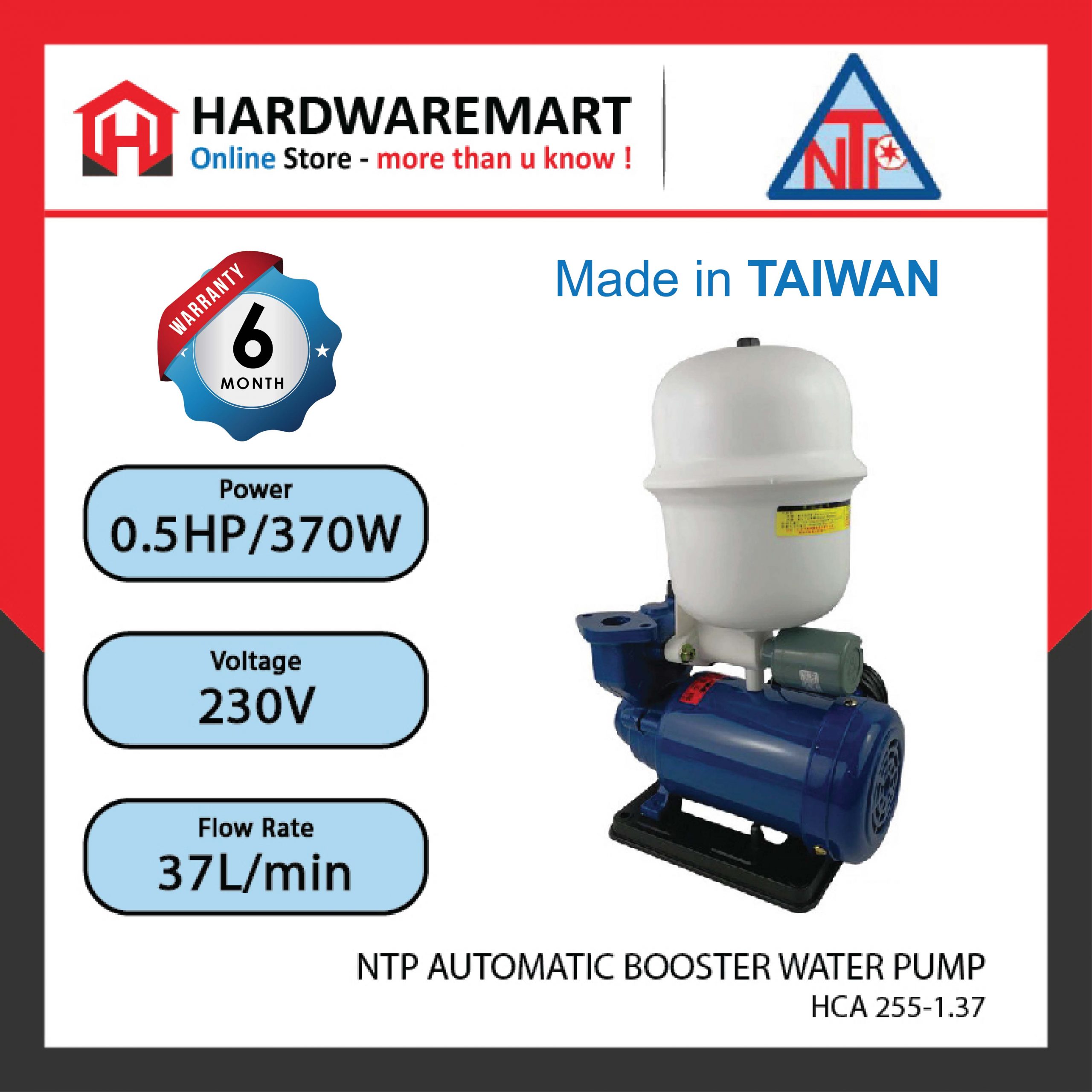 Hardwaremart template-01-01 NTP AUTOMATIC BOOSTER WATER PUMP (0.5HP / 370W)