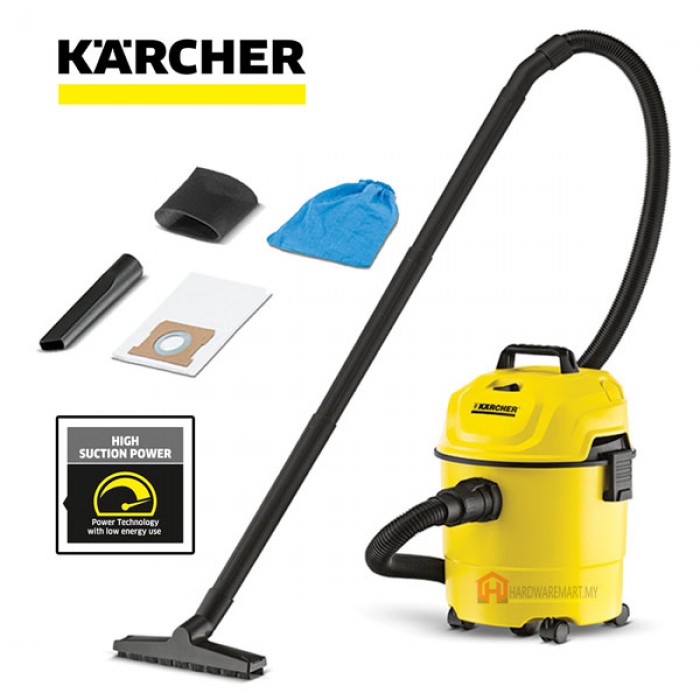 Hardwaremart-26 KARCHER WD1 CLASSIC WET AND DRY VACUUM CLEANER (1000W/15L)