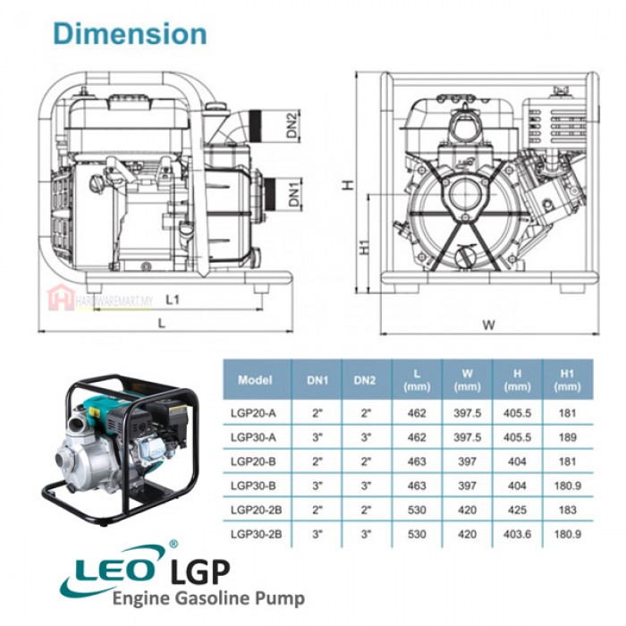LGP30A_pdf_1761117446.jpg LEO LGP30-A PETROL ENGINE WATER PUMP Pam Air Enjin Kilang (6.5HP/1000LMIN/75MM)