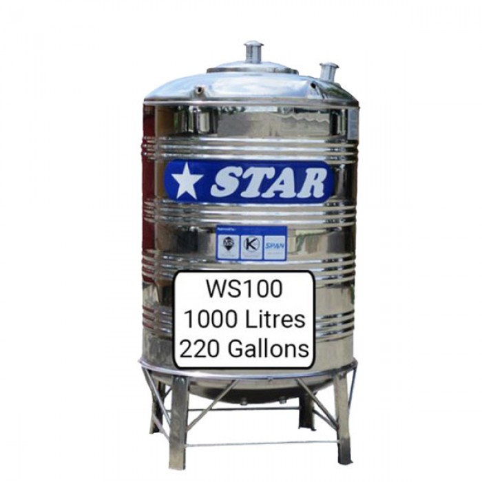 Hardwaremart STAR template-19 STAR WS100 STAINLESS STEEL WATER TANK (1000L/220GAL)
