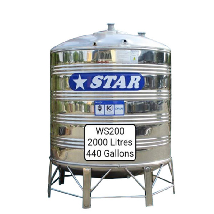 Hardwaremart STAR template-35 STAR WS200 STAINLESS STEEL WATER TANK (2000L/440GAL)