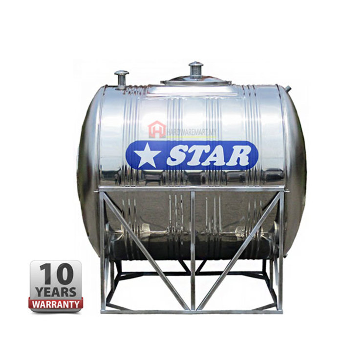Hardwaremart STAR template-24 STAR HS85 STAINLESS STEEL WATER TANK HORIZONTAL WITH STAND (850L/187GAL)