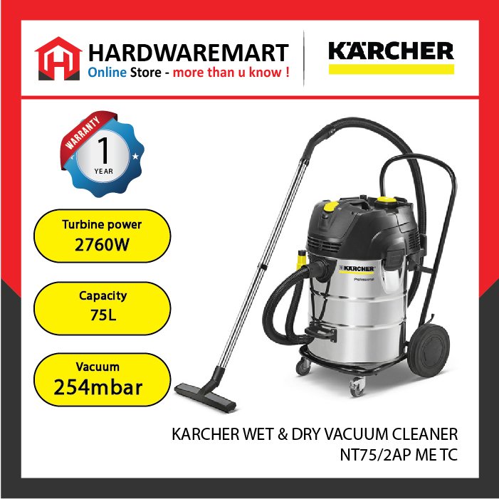 karcher-34 KARCHER NT75/2AP ME TC WET & DRY VACUUM CLEANER (2760W/254MBAR/75L)