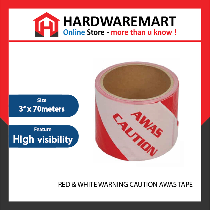 other-03 6 PCS RED & WHITE WARNING CAUTION AWAS TAPE (70MM X 70M)