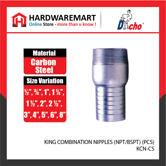 CJM 12-13 KING COMBINATION NIPPLES (NPT/BSPT) - CARBON STEEL (PCS)