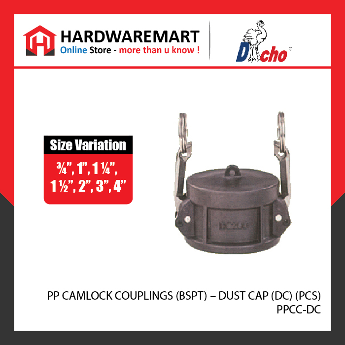 CJM 34-01 PP CAMLOCK COUPLINGS (BSPT) - DUST CAP (DC) (PCS)