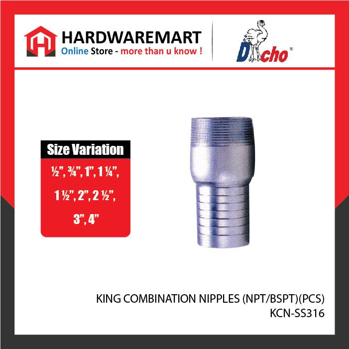 CJM 34-09 KING COMBINATION NIPPLES (NPT/BSPT) - SS 316 (PCS)