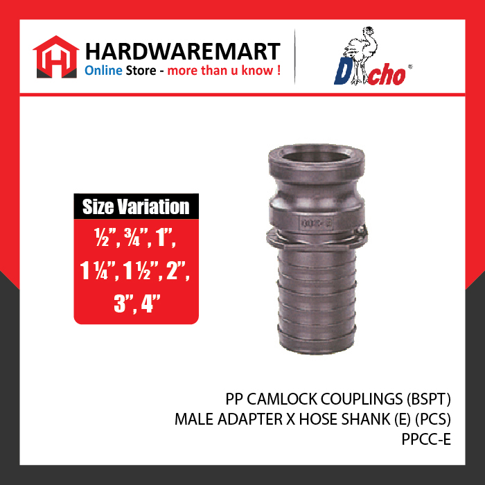 samsung template-06 PP CAMLOCK COUPLINGS (BSPT) - MALE ADAPTER X HOSE SHANK (E) (PCS)