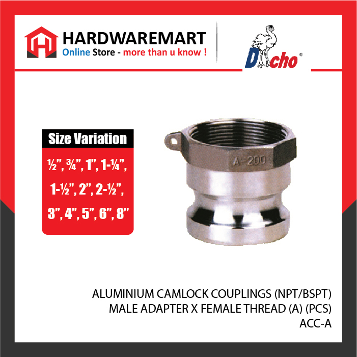 samsung template-10 ALUMINIUM CAMLOCK COUPLINGS (NPT/BSPT) - MALE ADAPTER X FEMALE THREAD (A) (PCS)