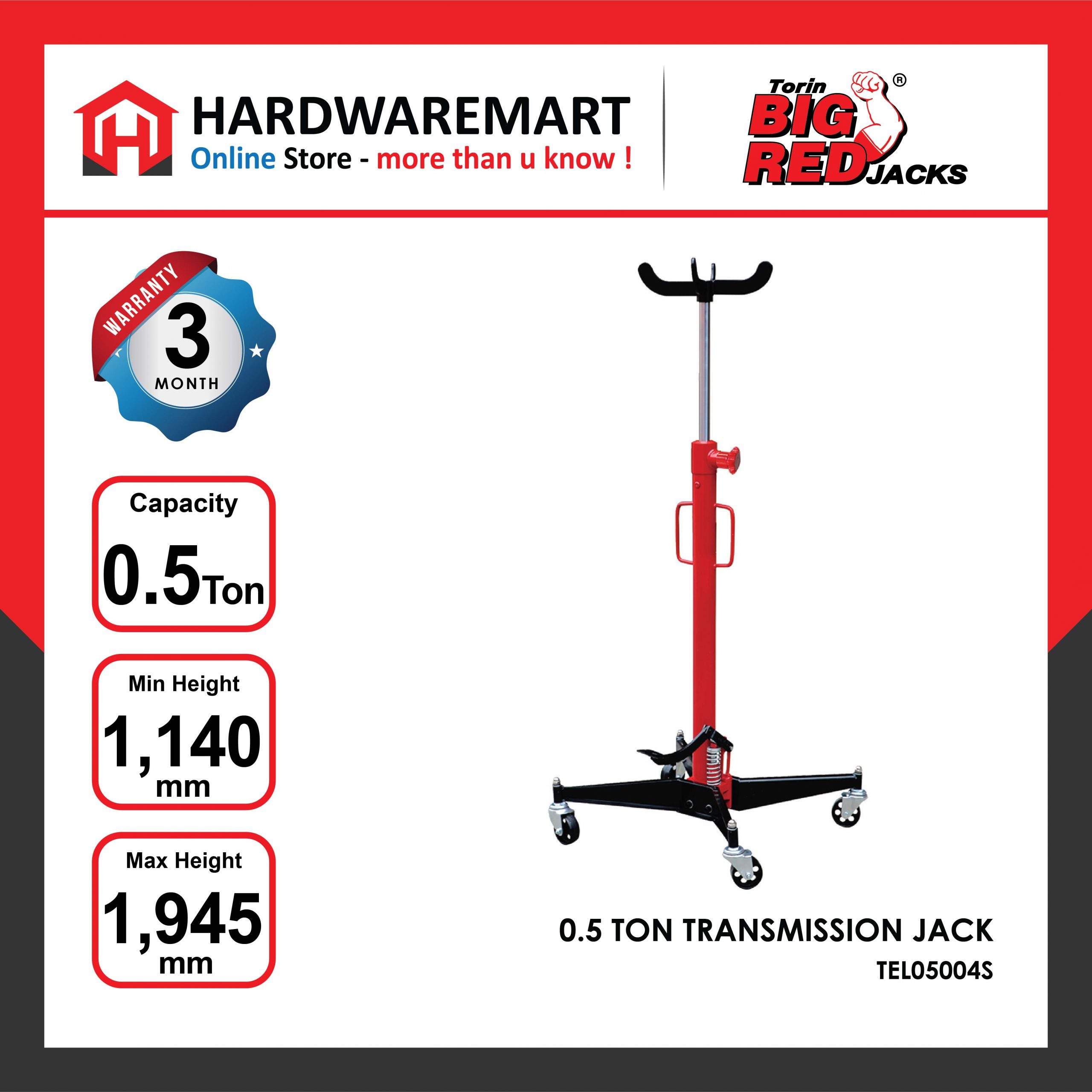 Hardwaremart Bigred template-25 BIGRED 0.5 TON Heavy Duty Hydraulic Transmission Jack Garage Automotive Tools Car Vehicle Kereta Kenderaan Enjin