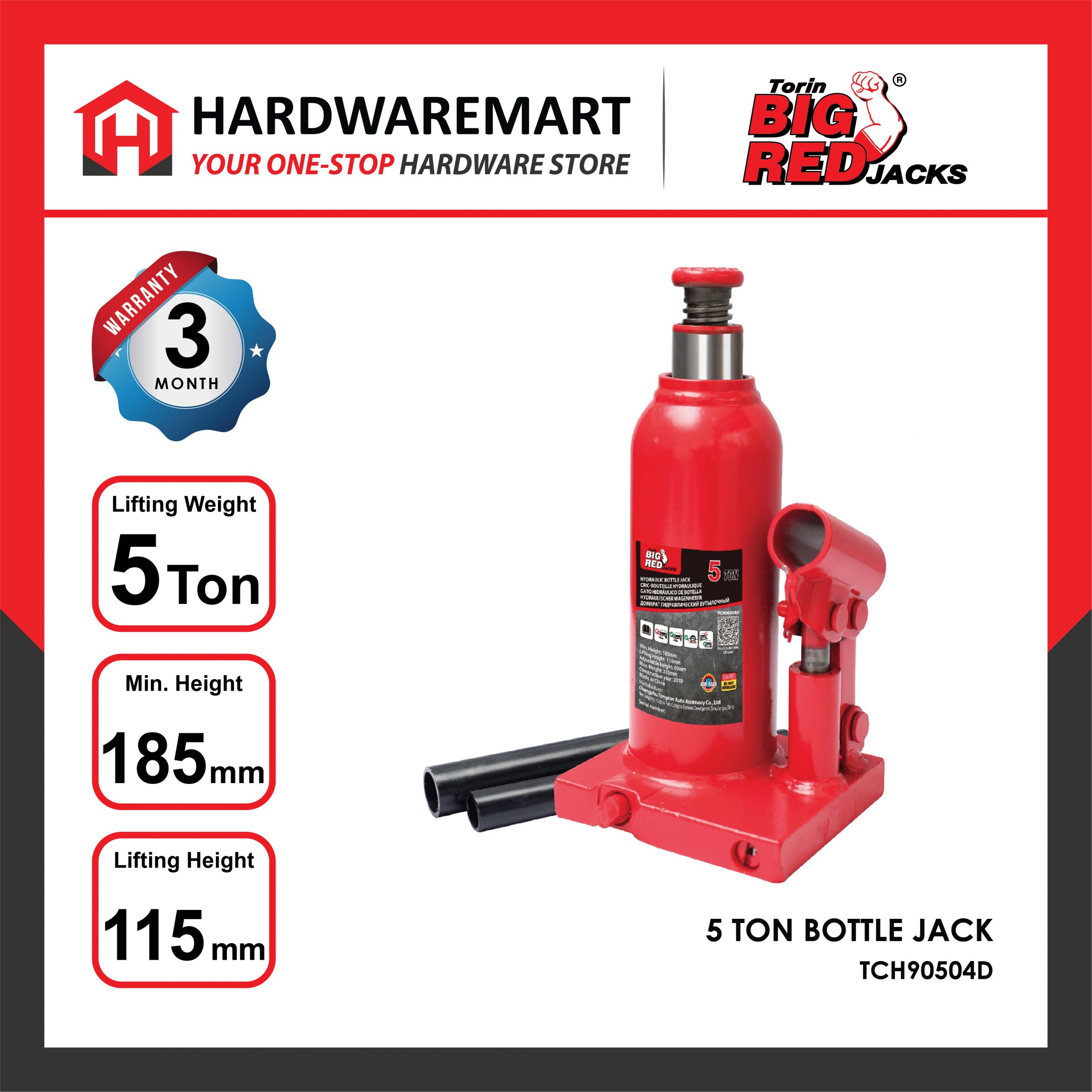 Hardwaremart Bigred template-43 BIGRED 15 TON Hydraulic Bottle Jack Lifting Stand Emergency Vehicle Tool/Jek Hidraulik Kereta 油压千斤顶