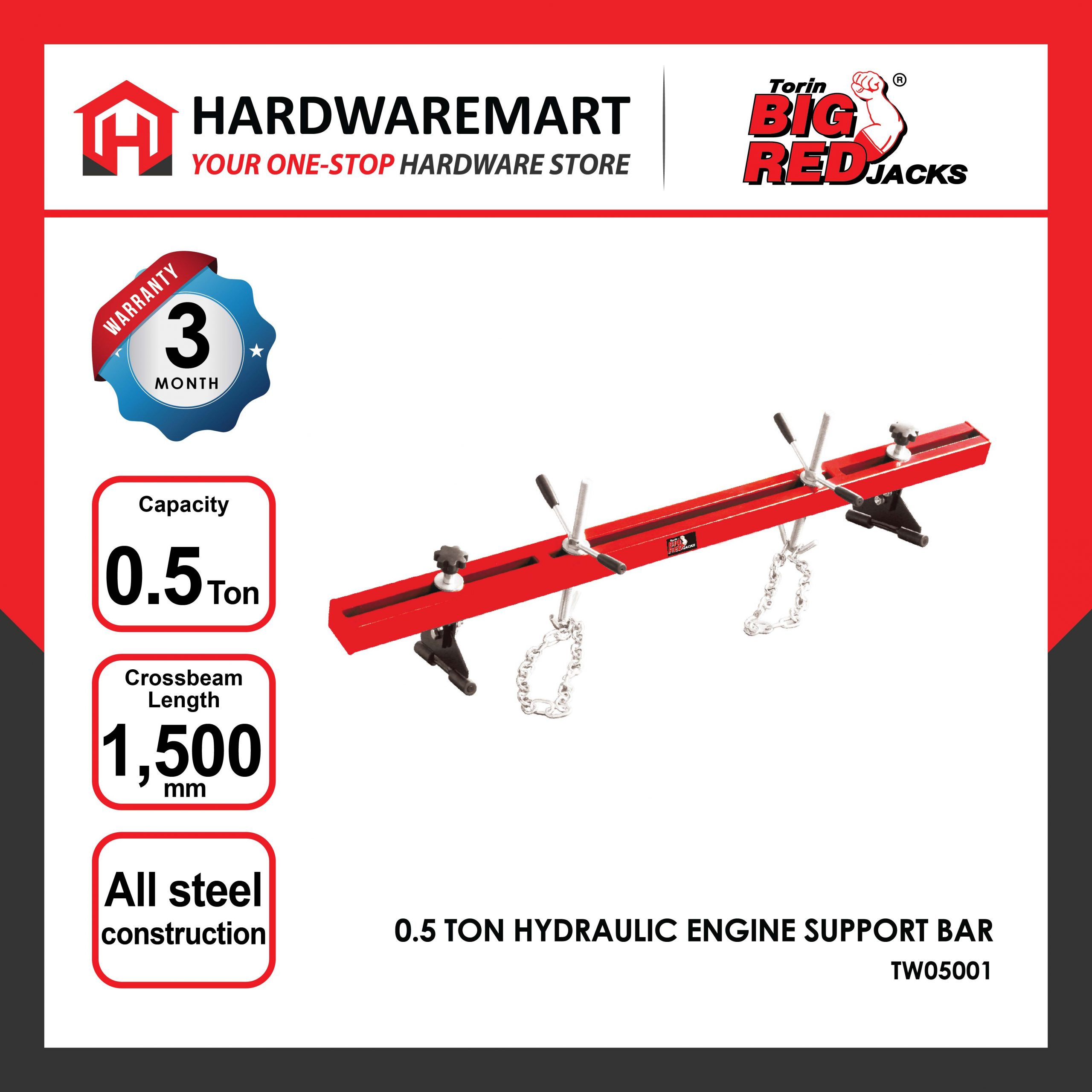 Hardwaremart Bigred templatez-24 BIGRED 0.5 TON Hydraulic Engine Support Bar Garage Automotive Tools Car Vehicle Kereta Kenderaan