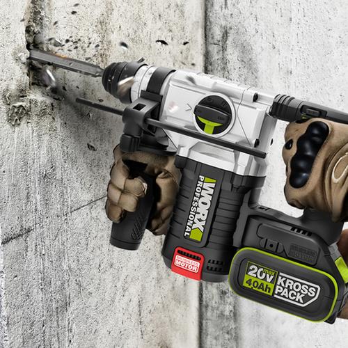 Slide5_b0120163-4451-47de-bb01-7c3ce63c7e59_500x WORX WU388 20V 4.0Ah Max Lithium-Ion Cordless Brushless 3-Functions Rotary Hammer (24mm) with Power Share Technology