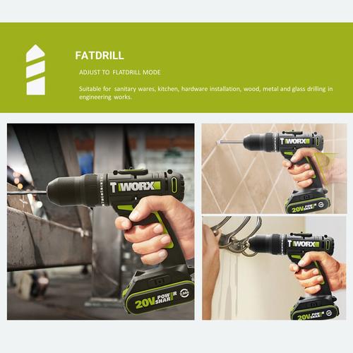 Hardwaremart WORX template-19 WORX Professional Tool WU189.3 20V 4.0Ah Max Lithium-Ion Cordless Brushless Impact Drill