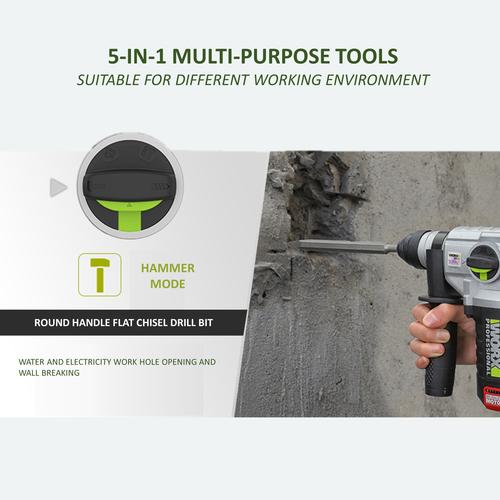 Slide5_b0120163-4451-47de-bb01-7c3ce63c7e59_500x WORX WU388 20V 4.0Ah Max Lithium-Ion Cordless Brushless 3-Functions Rotary Hammer (24mm) with Power Share Technology