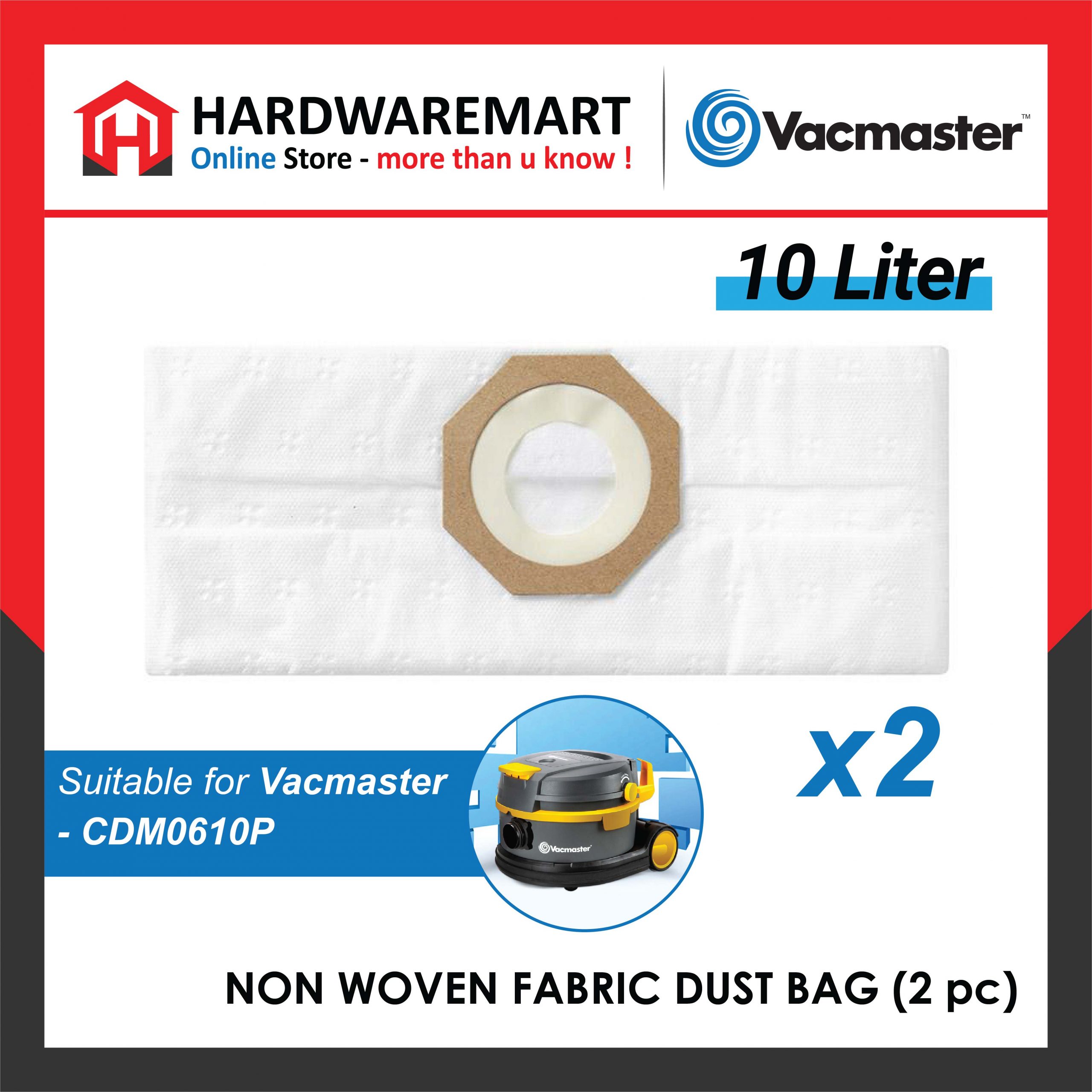 Hardwaremart vacmaster spare parts template-450 VACMASTER VACUUM CLEANER 10L NON WOVEN FABRIC DUST BAG (2pcs/6pcs)