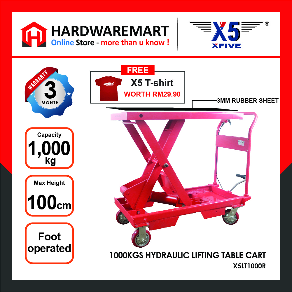 Hardwaremart_X5_template_(NEW)-51_1652199974.jpg X5 1000KGS Hydraulic Table Truck Lift Trolley Lifting Cart with Foot Pedal Repair car meja mengangkat kereta