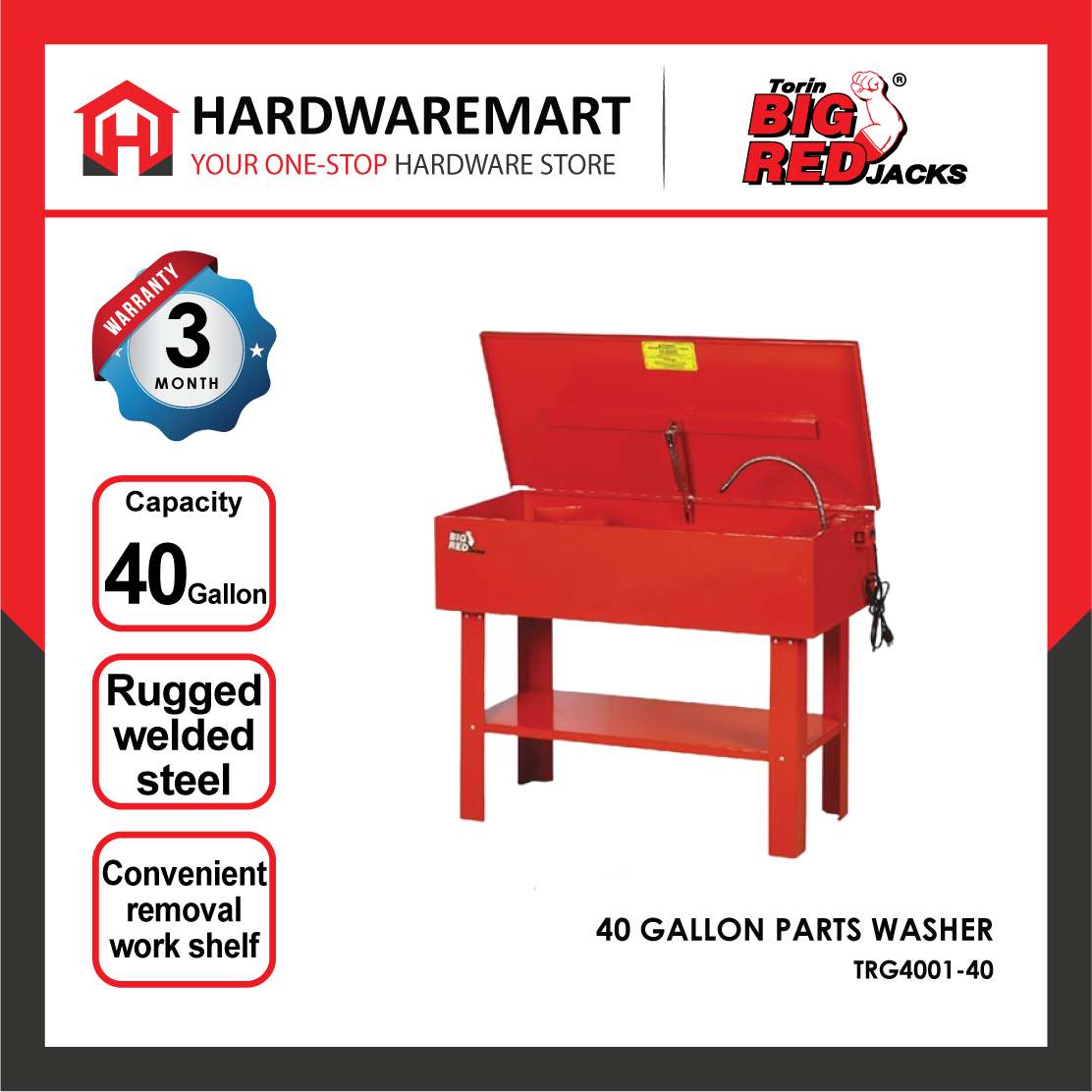 Asset_2lcg70_1663751283.png BIGRED 40 GALLON Automotive Car Parts Part Washer Cleaner Heavy Duty Kereta Pembersih