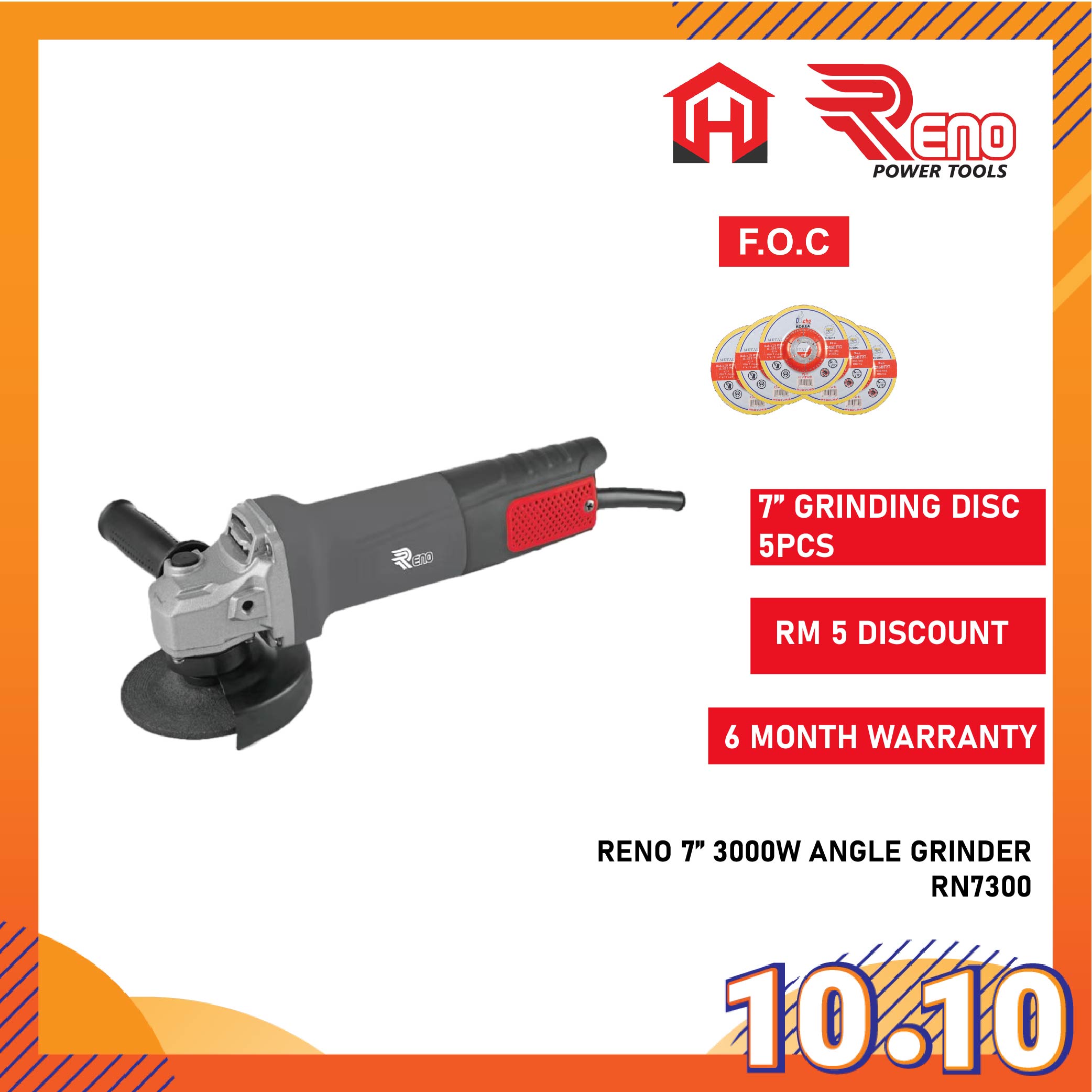 Hardwaremart RENO templatess-11 RENO 4" Multipurpose Angle Grinder Cutting Polisher Mesin pengisar pemotong sudut 多功能角磨切割机 950W 11000RPM