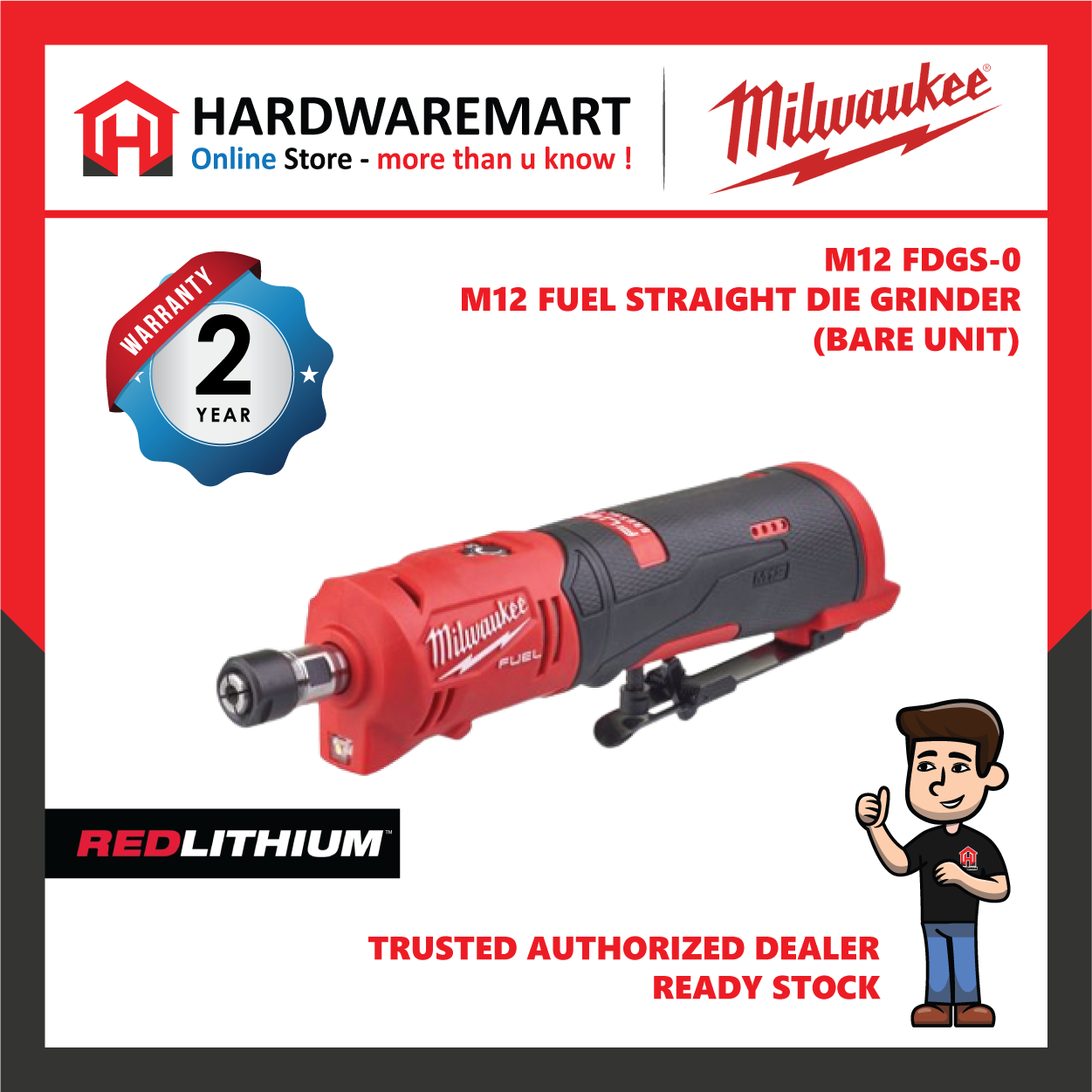 65699d869fb2f_1701420422.jpg Milwaukee M12 FDGS Fuel Straight Die Grinder / Brushless Motor / Most Compact