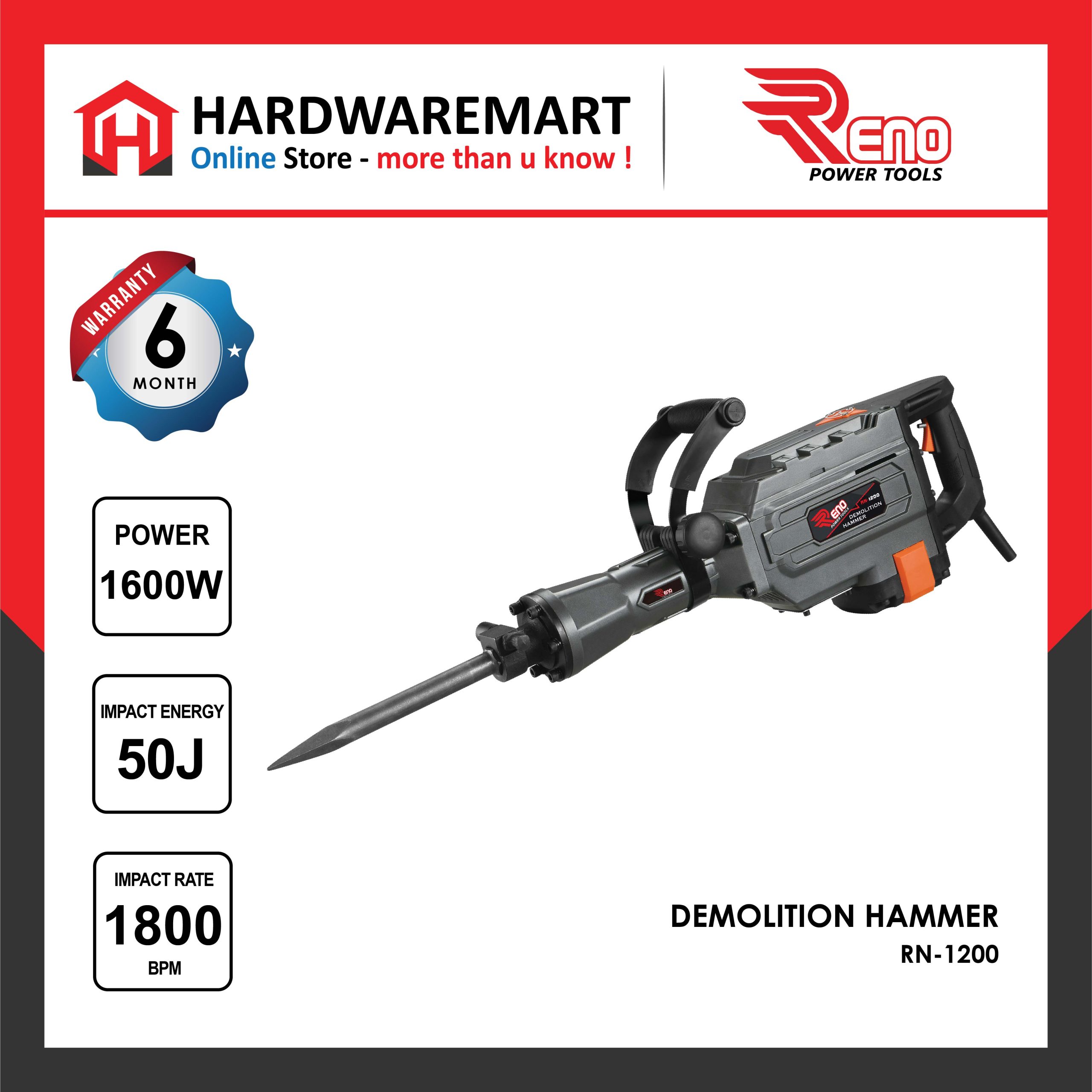 Hardwaremart RENO template-18 RENO RN1200 Heavy Duty Demolition Hammer Concrete Hammer Breaker Hacker mesin pemecah batu ?????? (1600W)